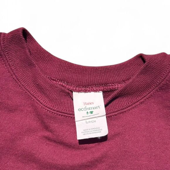 Hanes Sweatshirt Mens Small Maroon Long Sleeve Eco Smart Blank Pullover - Picture 3 of 3